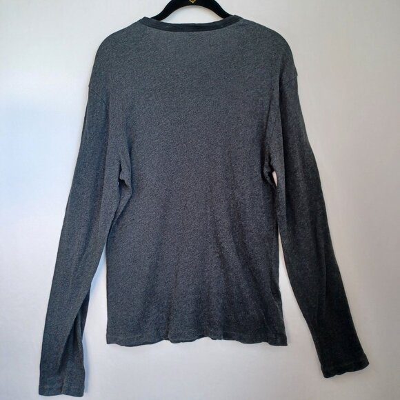 James Perse Standard Pocket Tee Long Sleeve Gray Black Contrast Mens 1 or Small - Picture 7 of 8
